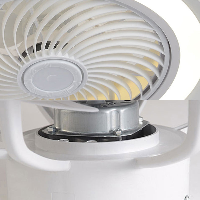 Montaje de ventilador LED circular de acrílico en ventiladores de techo de hierro forjado de estilo creativo moderno para dormitorio