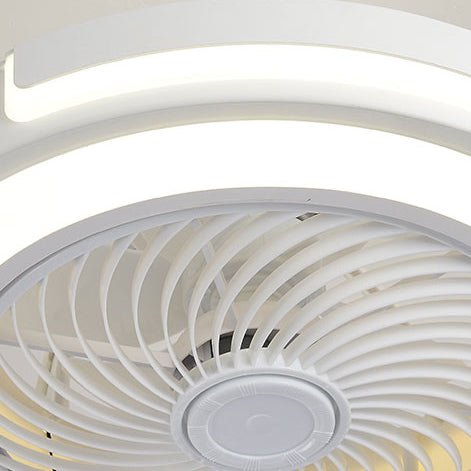 Montaje de ventilador LED circular de acrílico en ventiladores de techo de hierro forjado de estilo creativo moderno para dormitorio