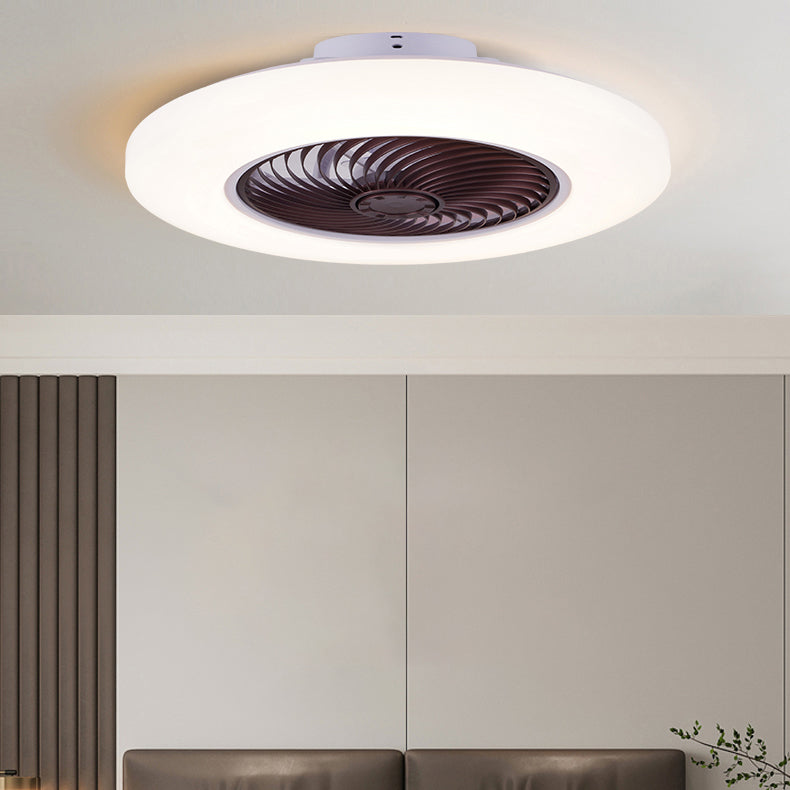 Luz de ventilador de techo LED blanco acrílico en montura de lavado de hierro de estilo conciso moderno para dormitorio