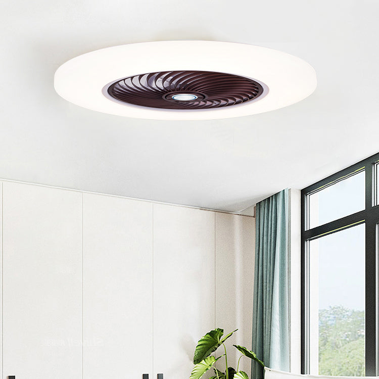 Luz de ventilador de techo LED blanco acrílico en montura de lavado de hierro de estilo conciso moderno para dormitorio