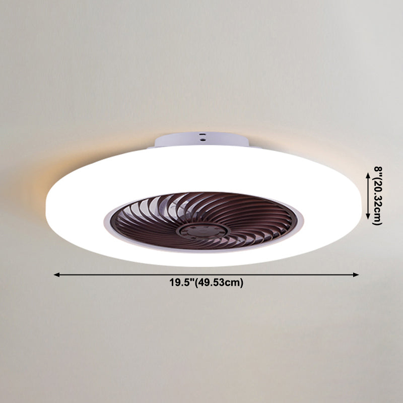 Luz de ventilador de techo LED blanco acrílico en montura de lavado de hierro de estilo conciso moderno para dormitorio