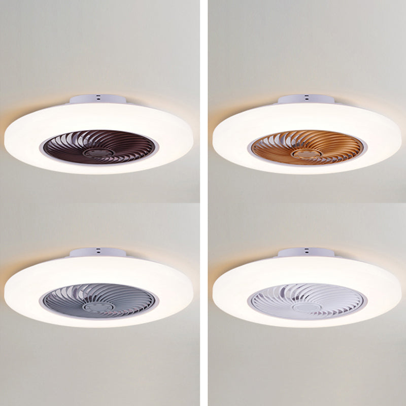 Luz de ventilador de techo LED blanco acrílico en montura de lavado de hierro de estilo conciso moderno para dormitorio