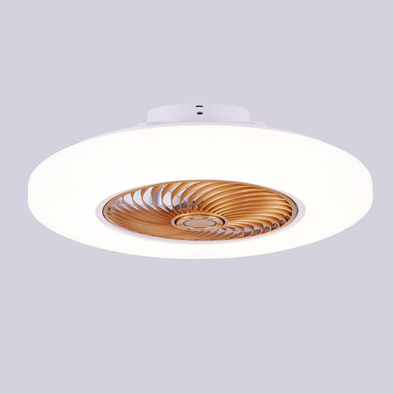 Luz de ventilador de techo LED blanco acrílico en montura de lavado de hierro de estilo conciso moderno para dormitorio