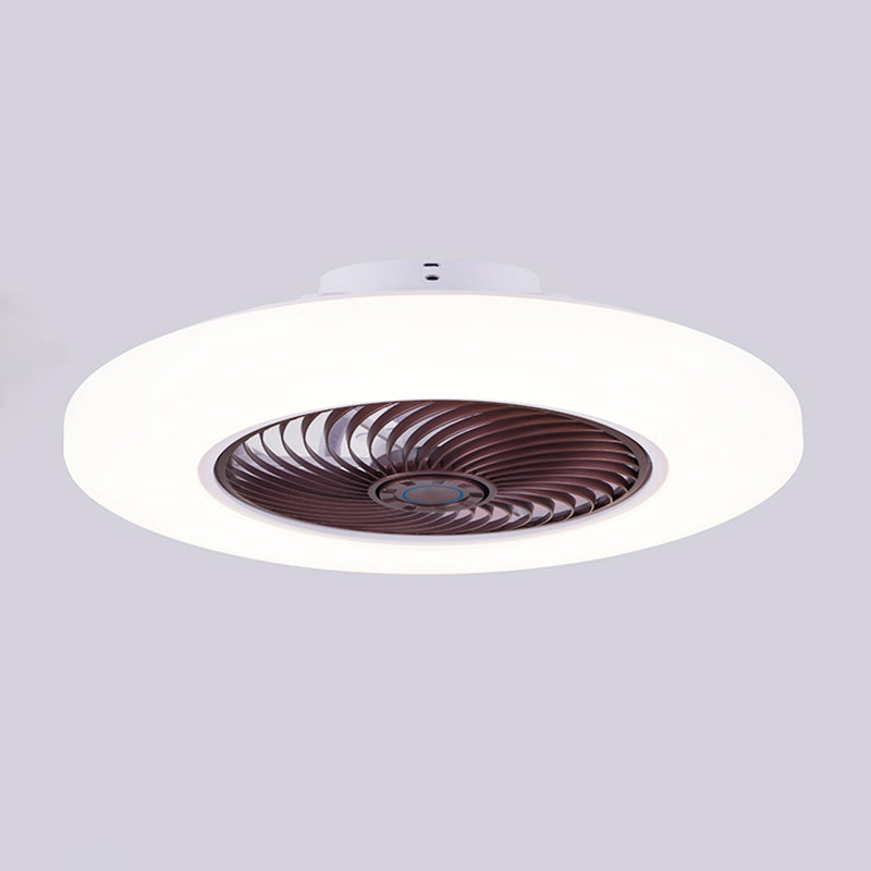 Luz de ventilador de techo LED blanco acrílico en montura de lavado de hierro de estilo conciso moderno para dormitorio