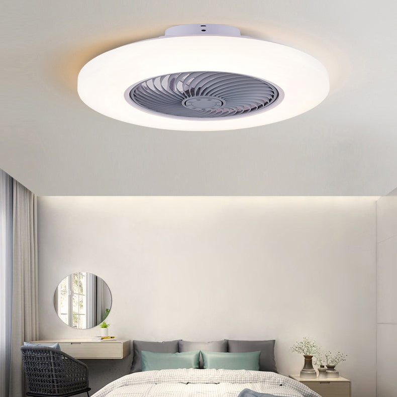 Luz de ventilador de techo LED blanco acrílico en montura de lavado de hierro de estilo conciso moderno para dormitorio