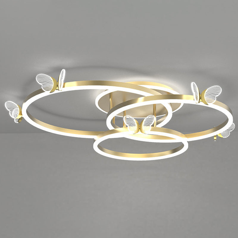 Multi Lights Acrylic Ceiling Mounted Fixture Modern Style Ring Flush Mount Led Lights