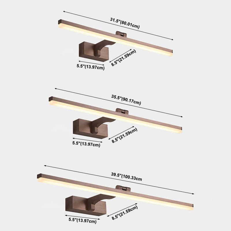 Luces de pared de espejo lineal lineal de metal moderno 1 cabezal de montaje en la pared en marrón
