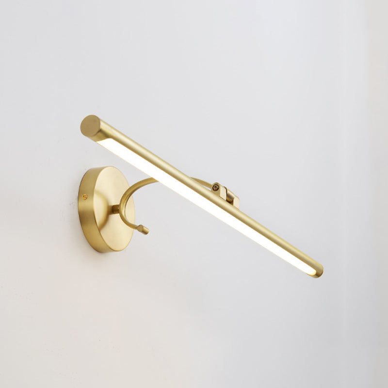 1-Light Linear Shade Wall Sconce Post-Modern Simple Style Mirror Wall Lighting in Gold