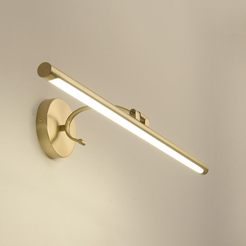 1-Light Linear Shade Wall Sconce Post-Modern Simple Style Mirror Wall Lighting in Gold