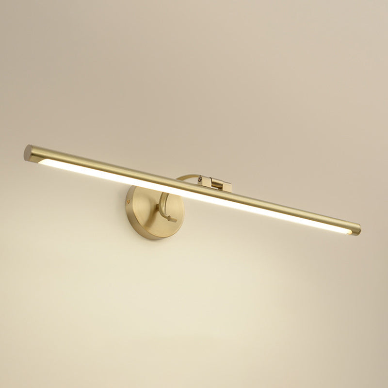 1-Light Linear Shade Wall Sconce Post-Modern Simple Style Mirror Wall Lighting in Gold