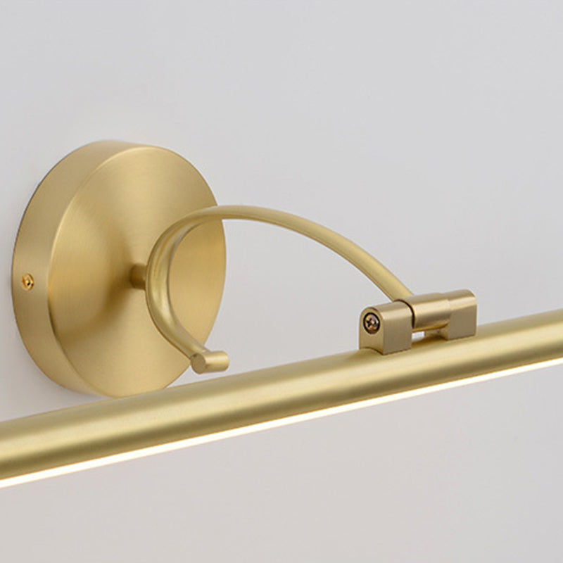 1-Light Linear Shade Wall Sconce Post-Modern Simple Style Mirror Wall Lighting in Gold