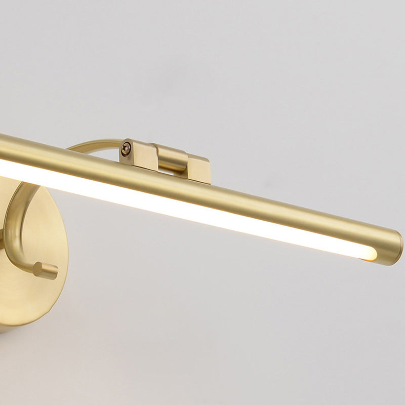 1-Light Linear Shade Wall Sconce Post-Modern Simple Style Mirror Wall Lighting in Gold