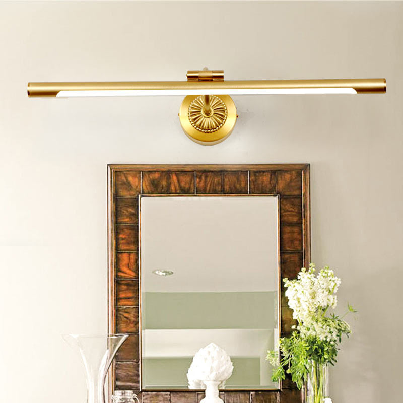 1-Light Linear Shade Wall Sconce Post-Modern Simple Style Mirror Wall Lighting in Gold