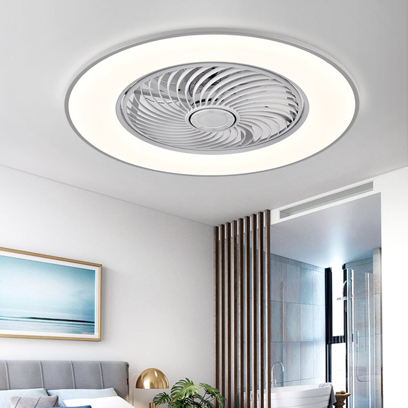 Ventiladores de techo LED circulares acrílicos en el estilo de techo de hierro forjado de estilo conciso moderno para el dormitorio