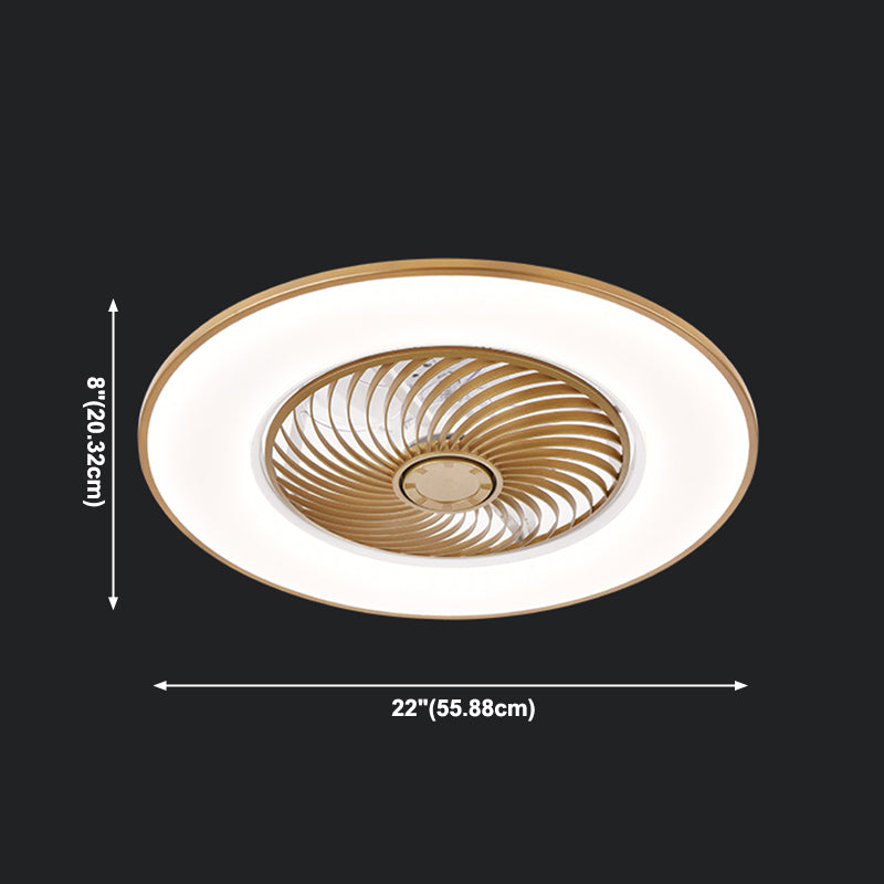 Éventail de plafond LED circulaire en acrylique dans le plafond en fer forgé moderne pour la chambre à coucher