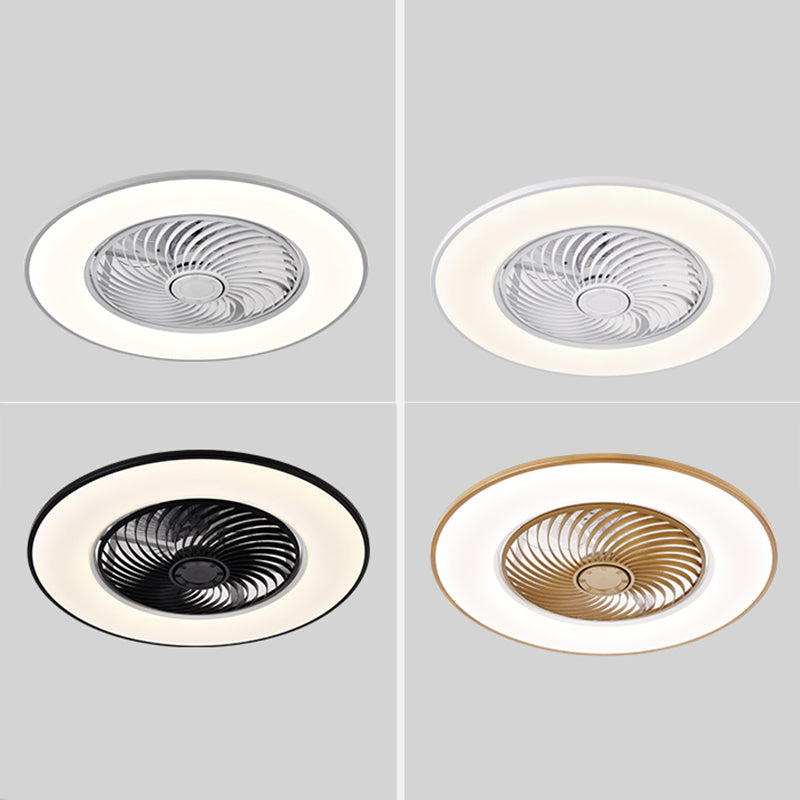 Éventail de plafond LED circulaire en acrylique dans le plafond en fer forgé moderne pour la chambre à coucher