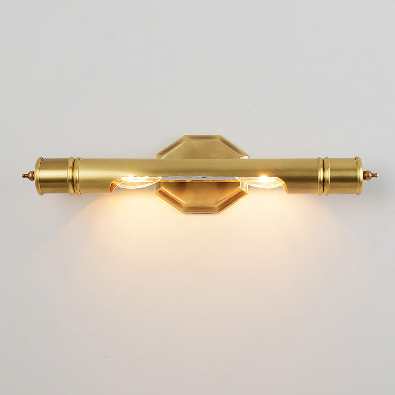 Linear Shade 1-Light Wall Sconce Post-Modern Simple Style Mirror Wall Lighting in Gold