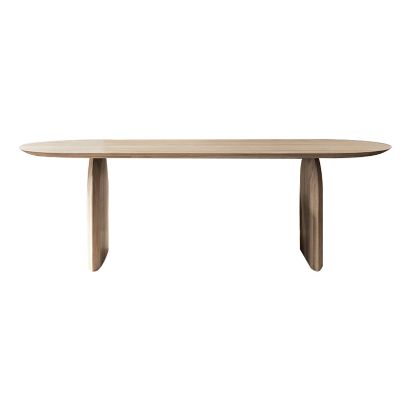 Oval Double Pedestal Modern Dining Table Wood Color Fixed Table of Solid Wood