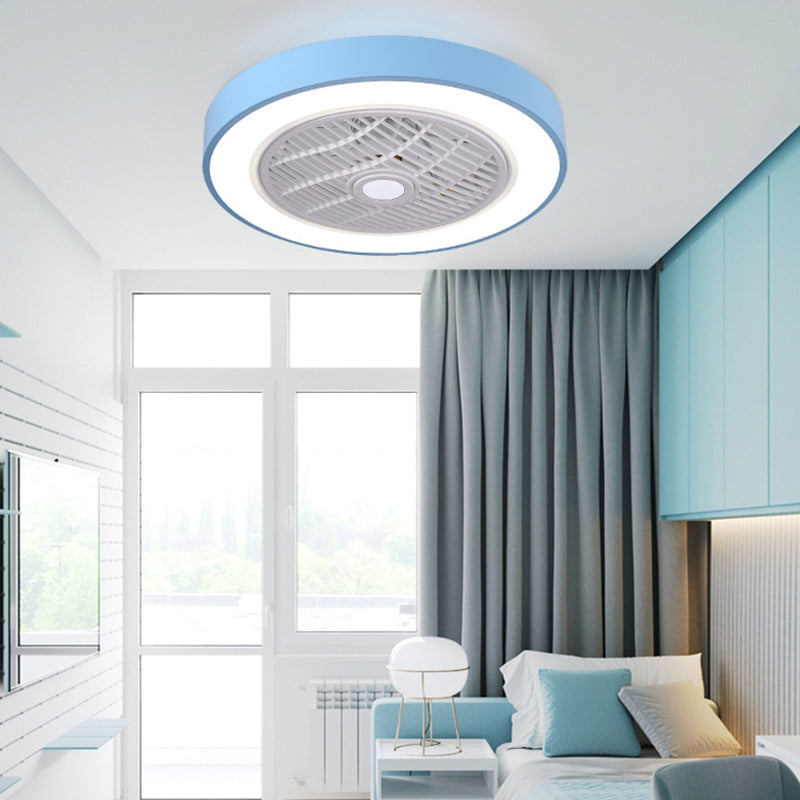 Acrylic LED Macaron Ceiling Light in Modern Concise Style Lacquered Iron Circular Ceiling Fan Light