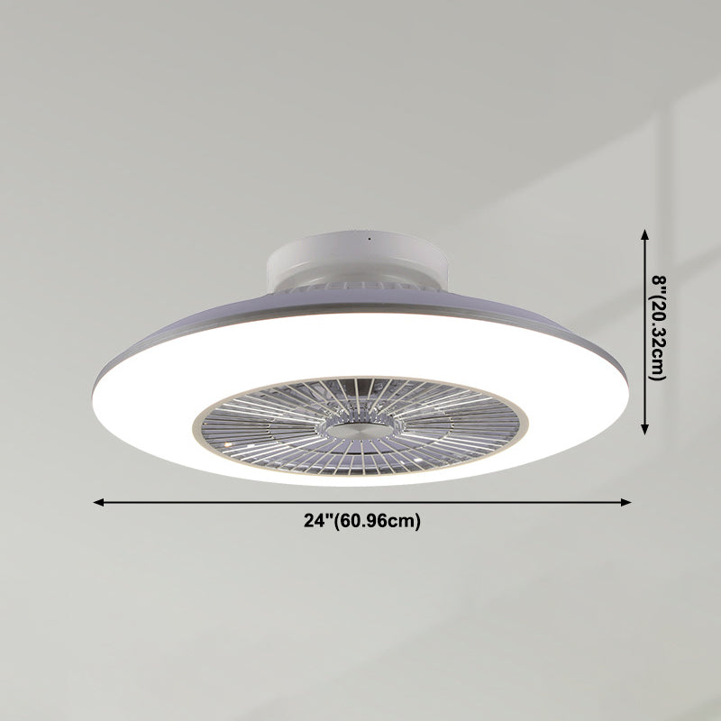 Accesorio de techo LED blanco acrílico en simplicidad moderna Luz del ventilador de techo circular de hierro para dormitorio