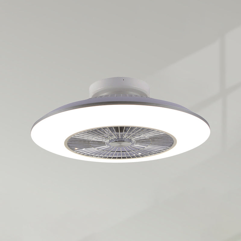 Accesorio de techo LED blanco acrílico en simplicidad moderna Luz del ventilador de techo circular de hierro para dormitorio