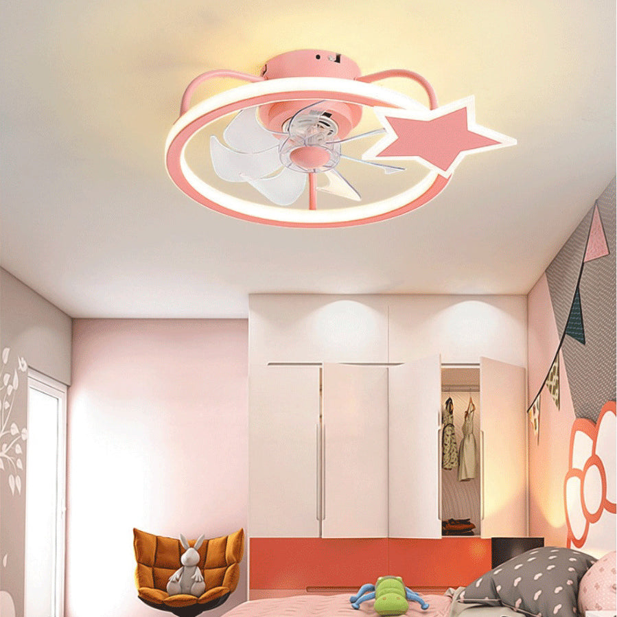 Kids Artistic LED Ventilateurs de plafond forgé de plafond étoile en fer avec une teinte acrylique