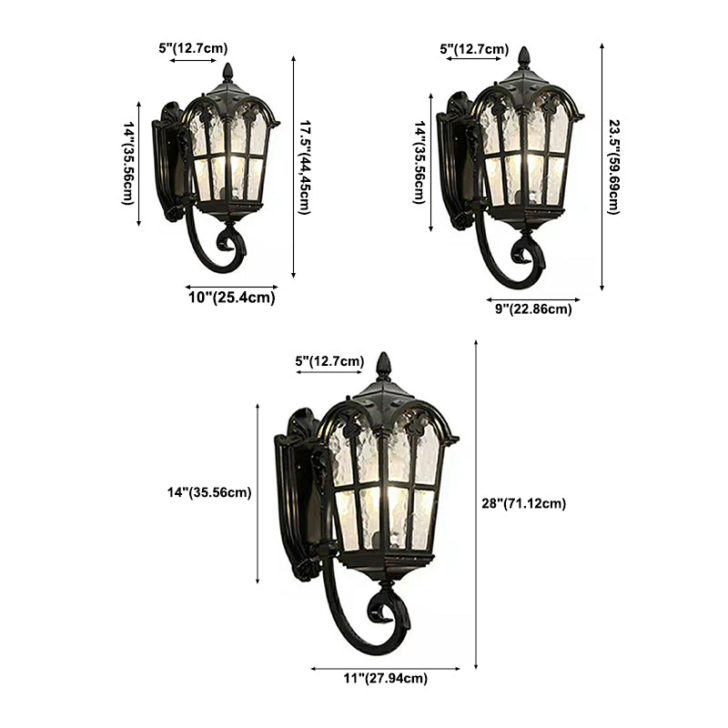 Antique Lantern Shade Wall Sconce Light Metal Cage with Glass 1-Light Sconce Light Fixture