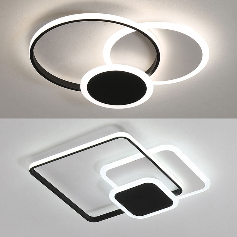 3-Lights Acrylic Ceiling Mount Light Fixture Modern Style Geometric Surface Mounted Led Light