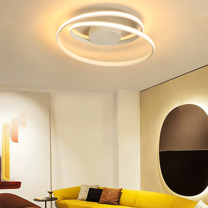 Swirl Wave Aluminum Semi Flush Light Fixtures Modern Style 1-Light Led Semi Flush Ceiling Lights