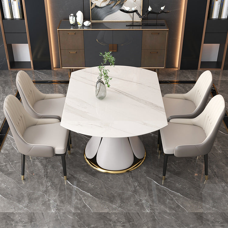 Modern Round Dining Table Sintered Stone Dining Table with Pedestal Base for Home Kitchen Dinner