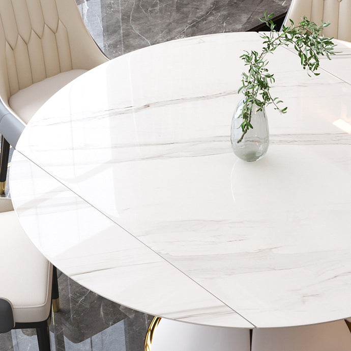 Modern Round Dining Table Sintered Stone Dining Table with Pedestal Base for Home Kitchen Dinner