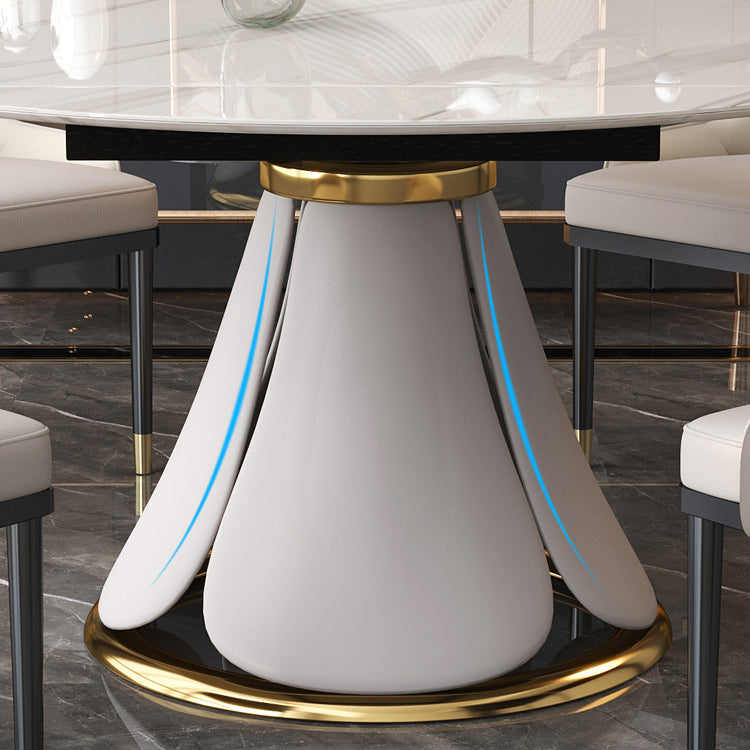 Mesa de comedor redonda moderna Mesa de comedor de piedra sinterizada con base de pedestal para la cena de cocina en casa
