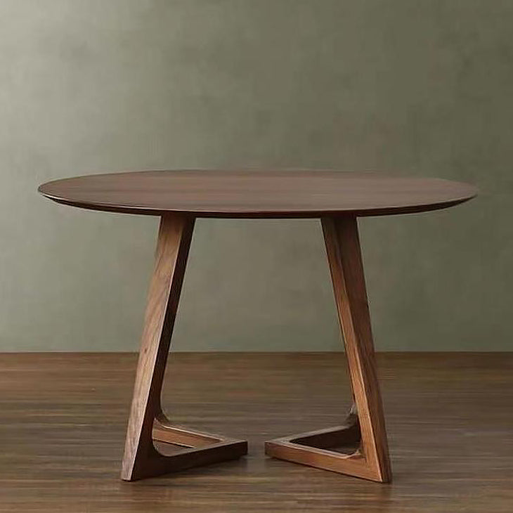 Modern Round Shape Solid Wood Dining Table Kitchen Standard Dining Table with Double Pedestal