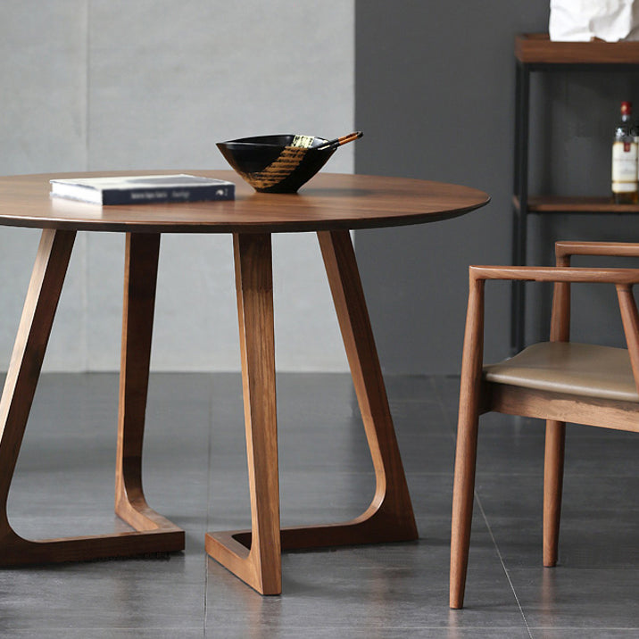 Modern Round Shape Solid Wood Dining Table Kitchen Standard Dining Table with Double Pedestal