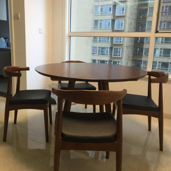 Modern Round Shape Solid Wood Dining Table Kitchen Standard Dining Table with Double Pedestal