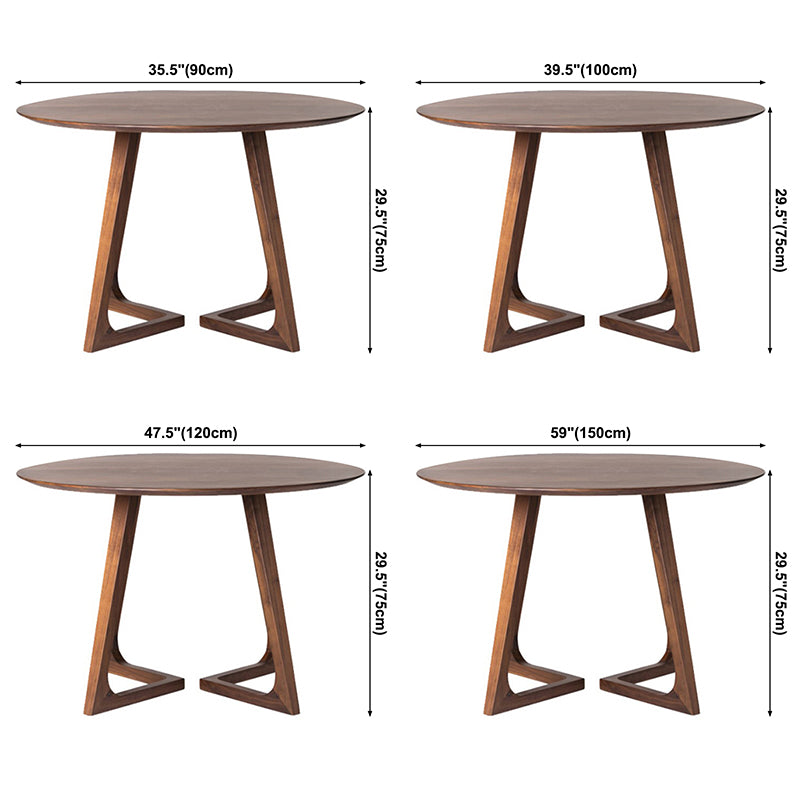 Modern Round Shape Solid Wood Dining Table Kitchen Standard Dining Table with Double Pedestal