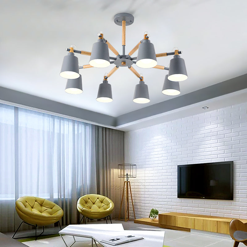 Cone 6-Lights Hanging Light Fixtures Modern Style Metal Chandelier Lighting Fixtures