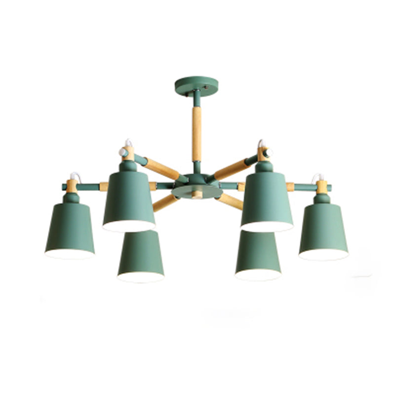 Cone 6-Lights Hanging Light Fixtures Modern Style Metal Chandelier Lighting Fixtures