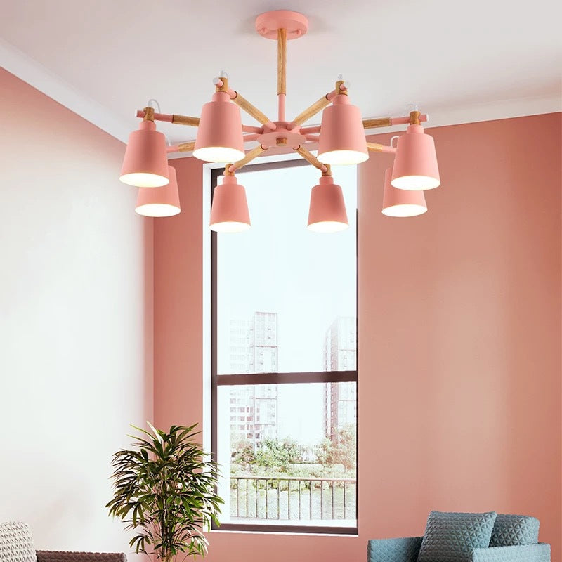 Cone 6-Lights Hanging Light Fixtures Modern Style Metal Chandelier Lighting Fixtures