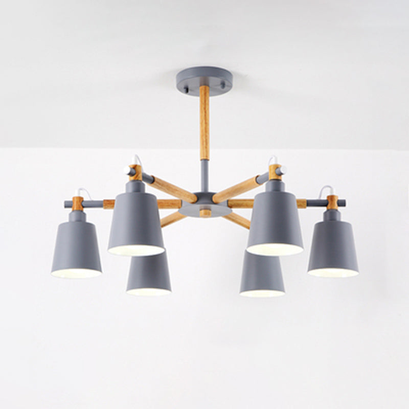 Cone 6-Lights Hanging Light Fixtures Modern Style Metal Chandelier Lighting Fixtures