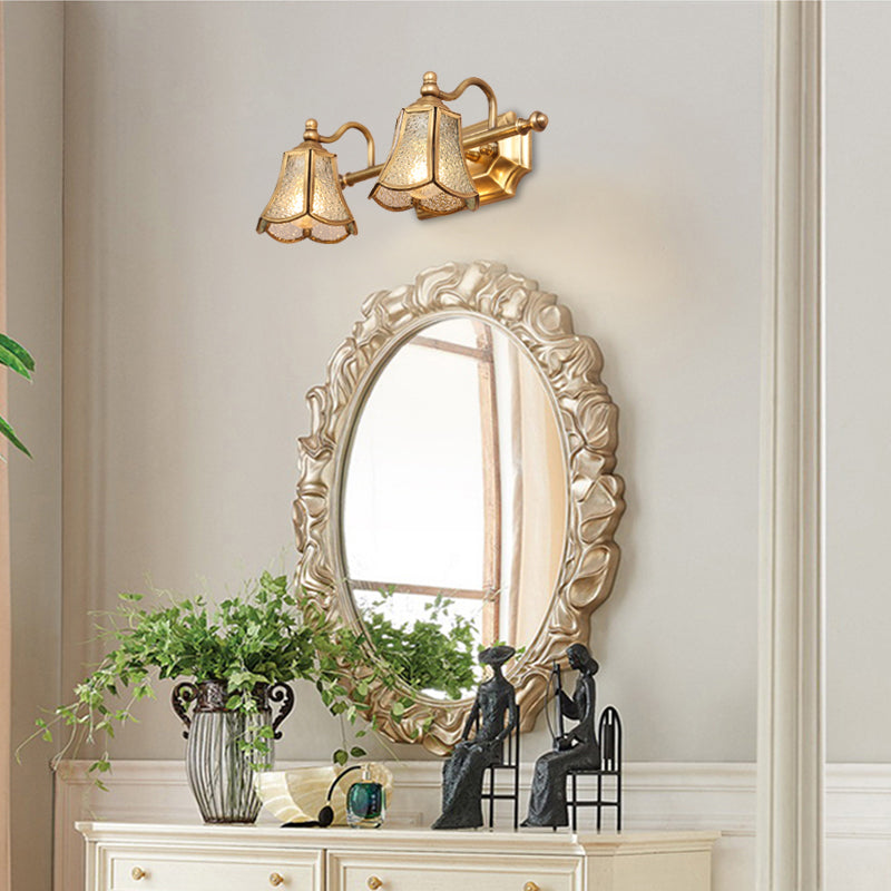 Multi-Lights Unique Shade Wall Sconce Modern Simple Style Mirror Glass Wall Lighting in Brass