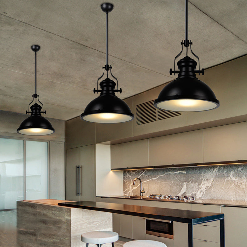 Single Light Industrial Hanging Lamps with Dome Shade for Kitchen Restaurant