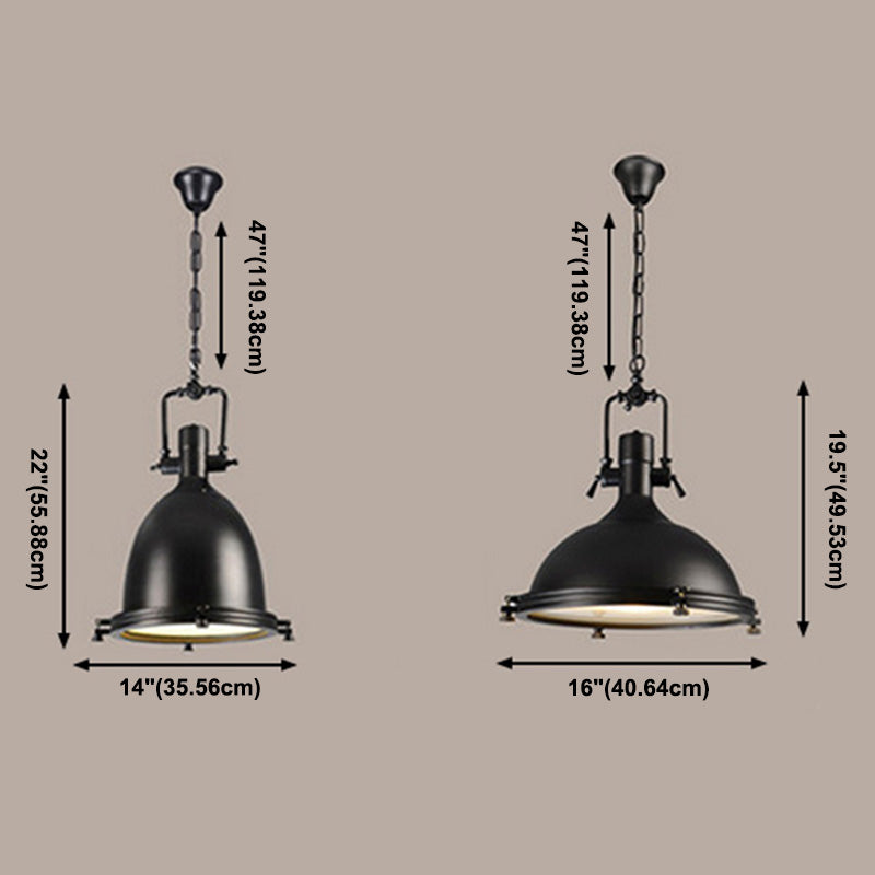 Single Light Industrial Hanging Lamps with Dome Shade for Kitchen Restaurant