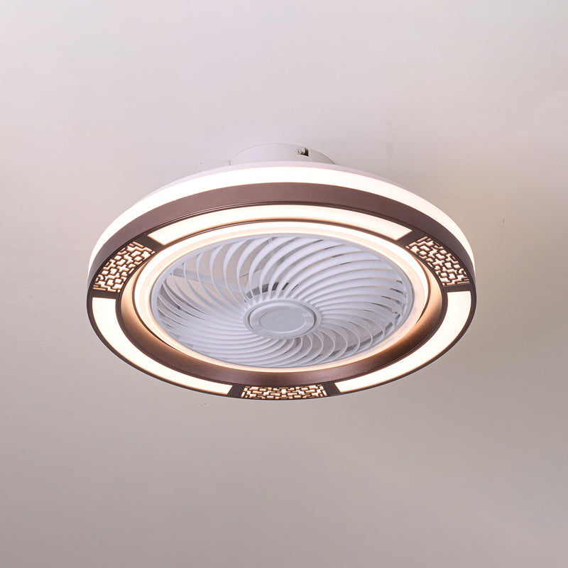 Lampada a ventola a soffitto a forma di tamburo moderna lampada a filo semifulto metallico