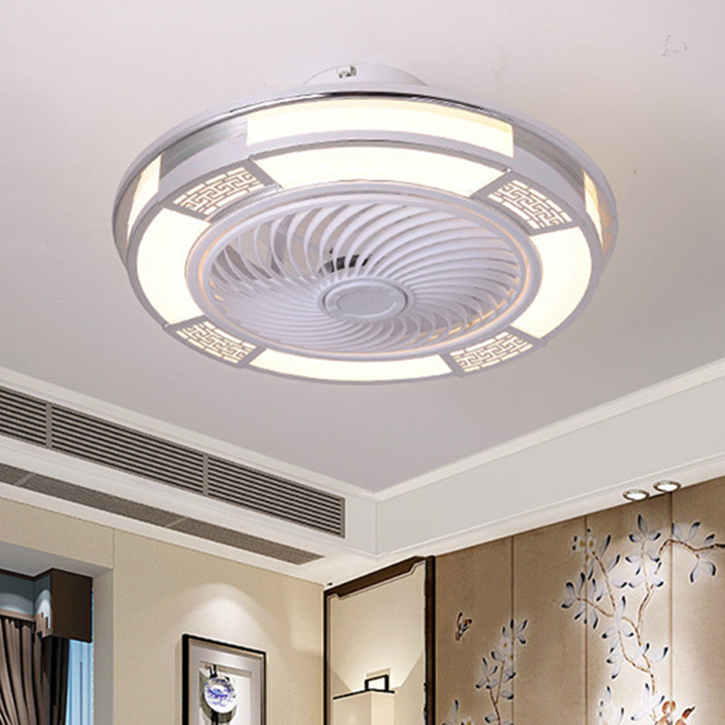 Lampada a ventola a soffitto a forma di tamburo moderna lampada a filo semifulto metallico