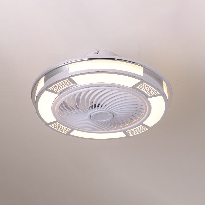 Lámpara de ventilador de techo LED en forma de tambor LED metálico moderno Semi Flush Lights