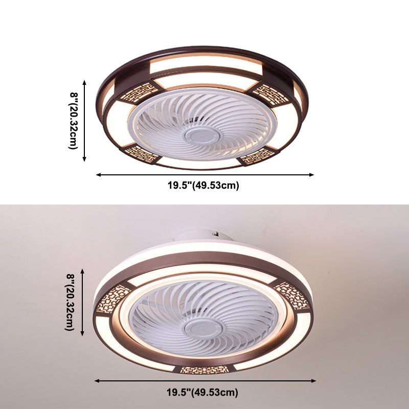 Lámpara de ventilador de techo LED en forma de tambor LED metálico moderno Semi Flush Lights