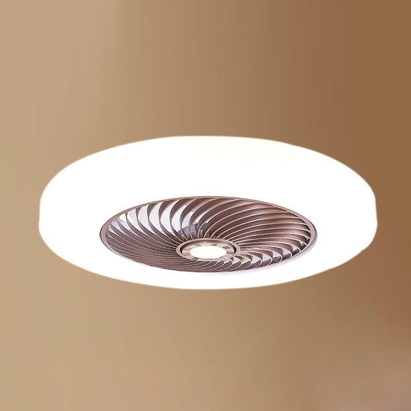 Ventilateur de plafond concis moderne Light Fern Fon Circular plafond Aymordage avec une teinte acrylique