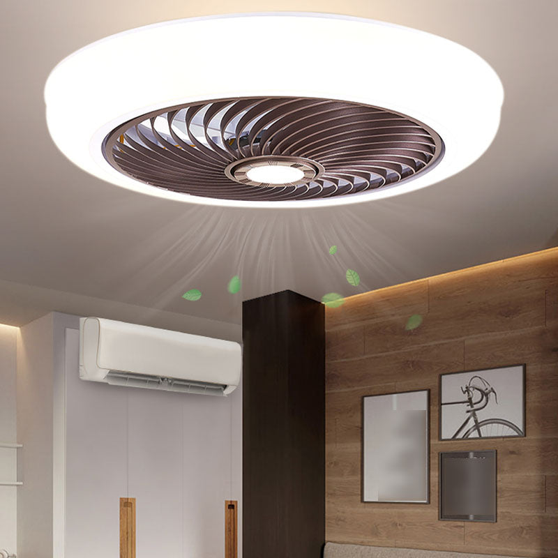 Ventilateur de plafond concis moderne Light Fern Fon Circular plafond Aymordage avec une teinte acrylique