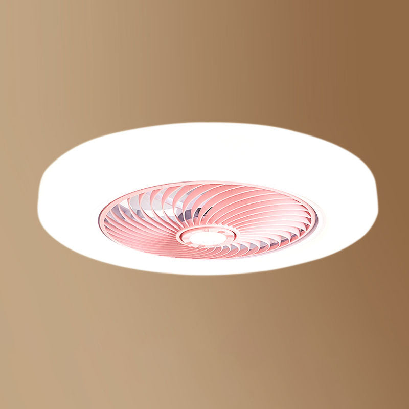 Ventilateur de plafond concis moderne Light Fern Fon Circular plafond Aymordage avec une teinte acrylique